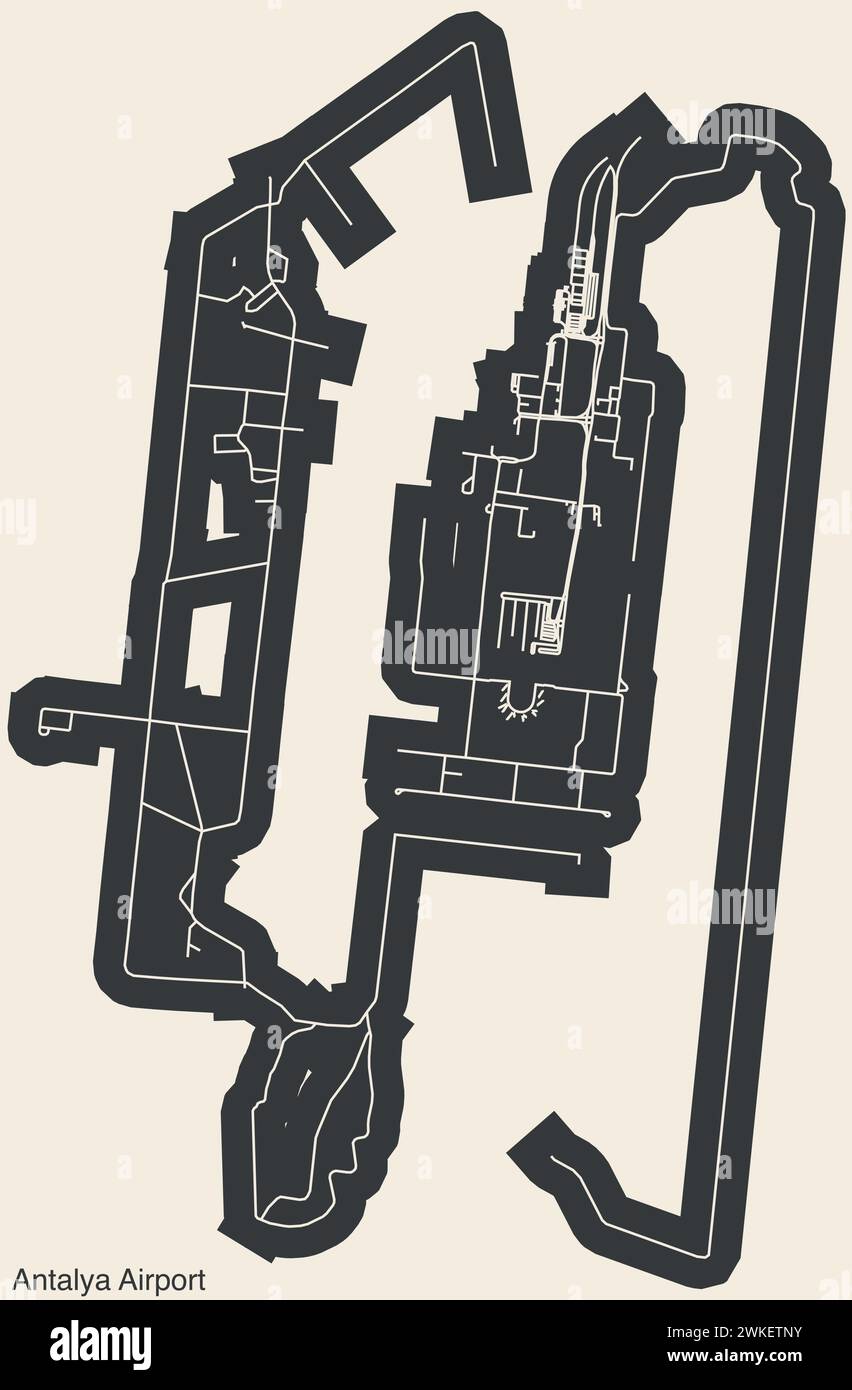 Terminals layout plan of the ANTALYA AIRPORT (AYT), ANTALYA Stock Vector