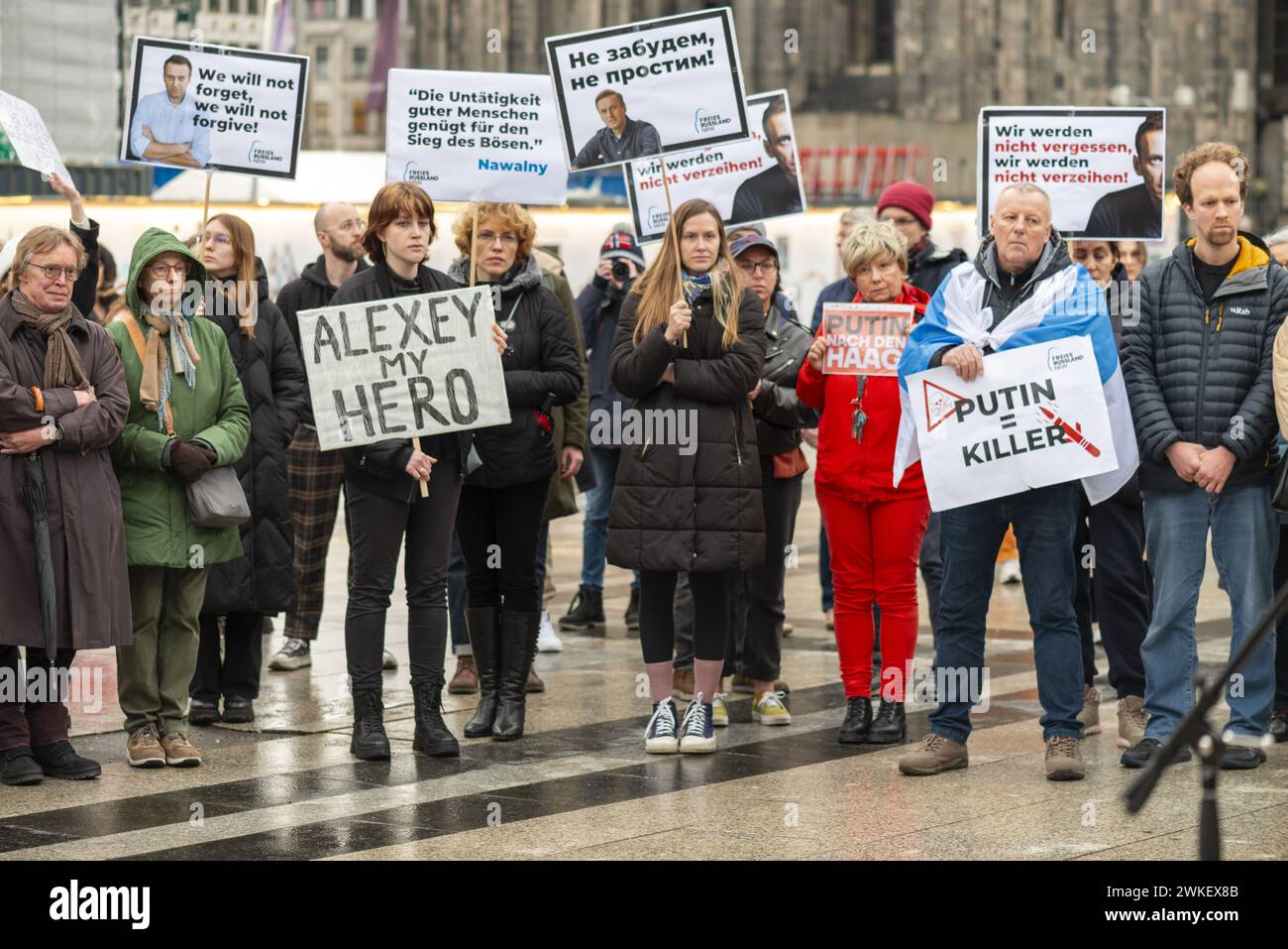 Vigil On 18.02.2024 For The Late Alexei Navalny, Roncalliplatz, Cologne, North Rhine-Westphalia, Germany, Europe Stock Photo