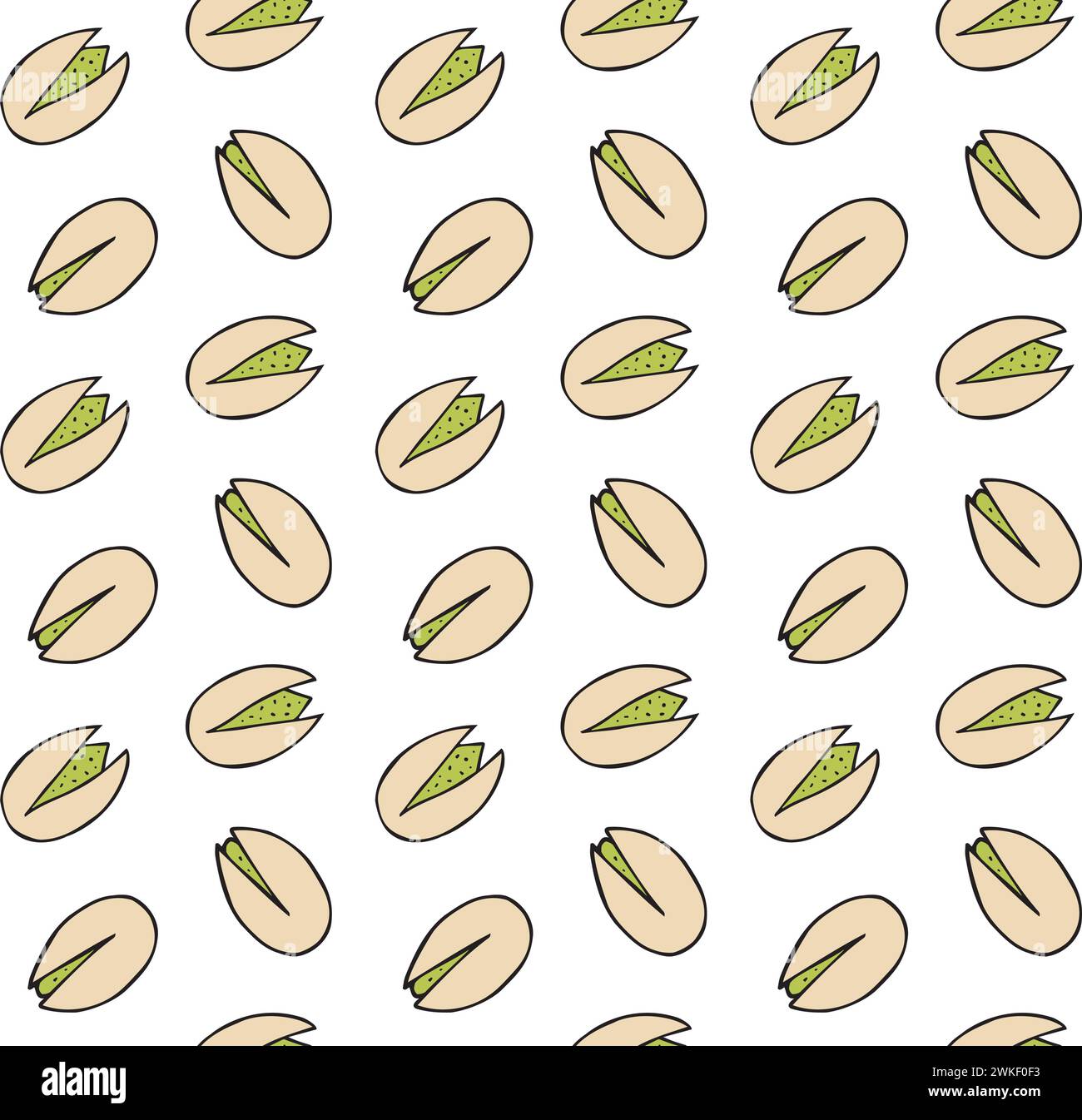 Vector seamless pattern of hand drawn sketch doodle colored pistachio ...