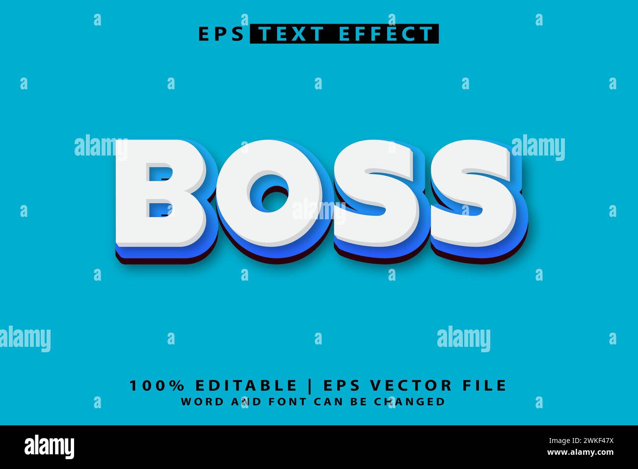 boss editable text effect vector Stock Vector