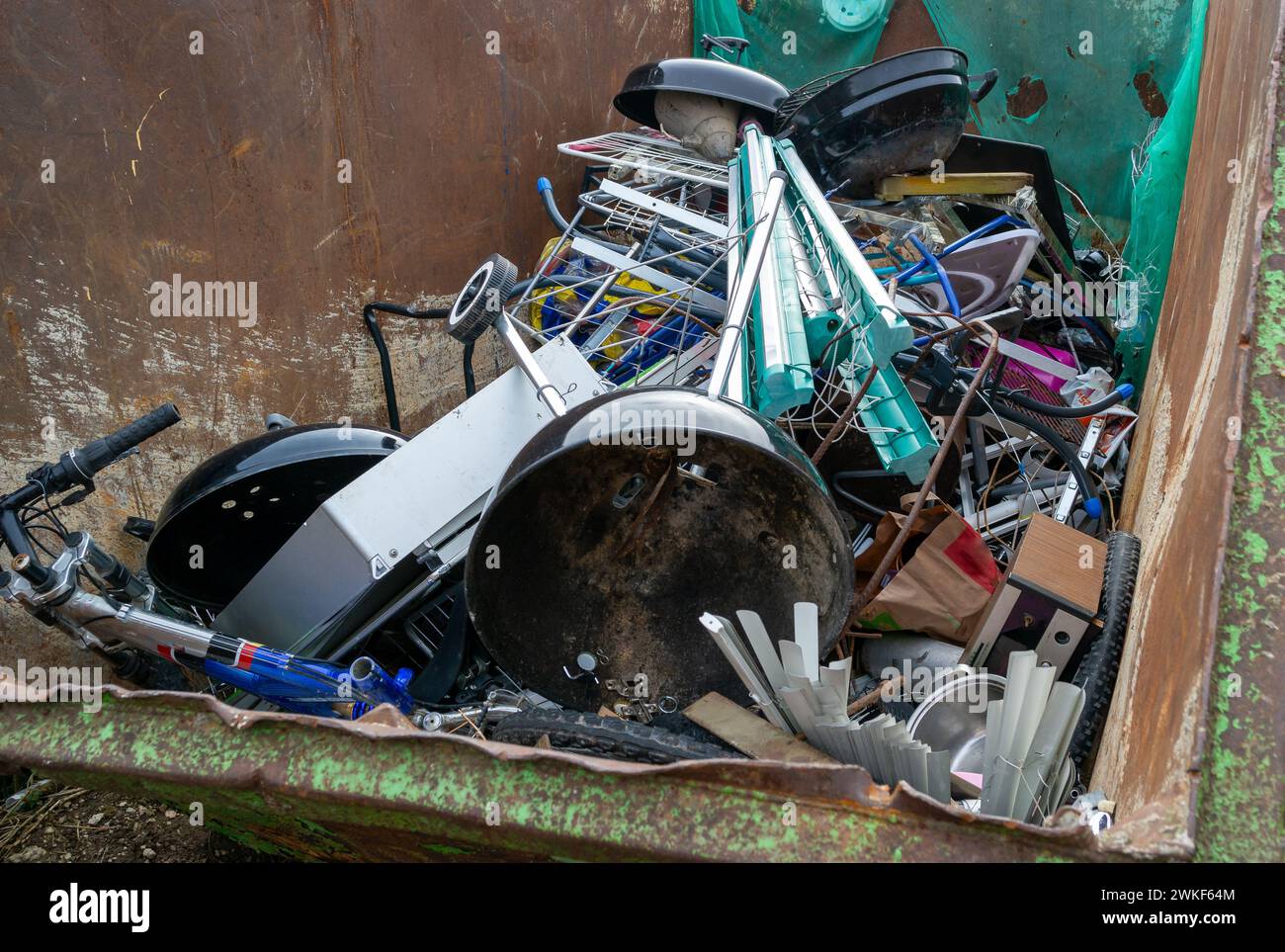 Metal scrap containers at a recycling center Stock Photo Alamy