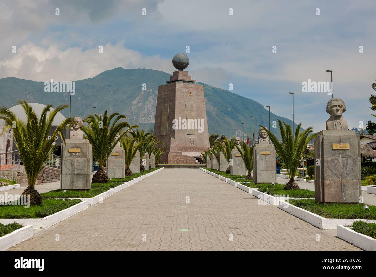 Quito, Ecuador - March 22, 2023: Monument at the equator in Mitad del Mundo park just to the north of Quito Stock Photo