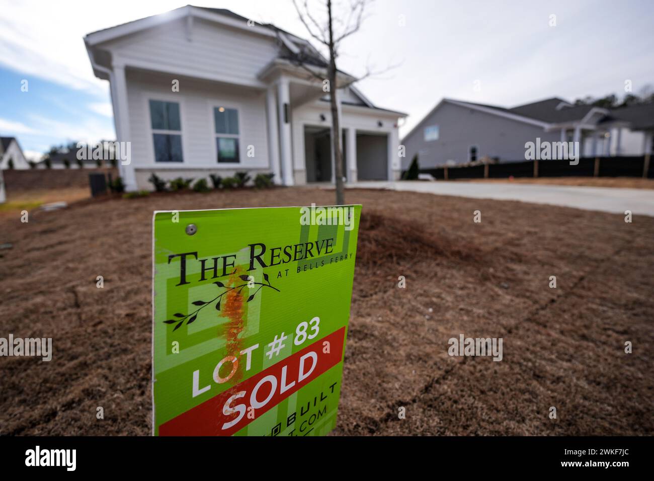 A sign announces a new home has been sold on Tuesday, Jan. 16, 2024, in