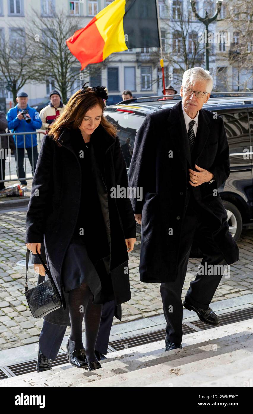 Brussel, Belgien. 20th Feb, 2024. Belgium Queen Mathilde and King Filip (Philippe) and King Albert and Queen Paola and Prince Laurent and Princess Claire and Princess Delphine and James O'Hare and Archduke Carl Christian of Habsbourg-Lorraine and Princess Marie-Astrid of Luxembourg attend the annual eucharistic celebration in memory of the deceased members of the royal family in the Church of Our Lady in Laeken, Laken, Brussels Credit: Albert Nieboer/Netherlands OUT/Point de Vue OUT Foto: Albert Nieboer/dpa/Alamy Live News Stock Photo