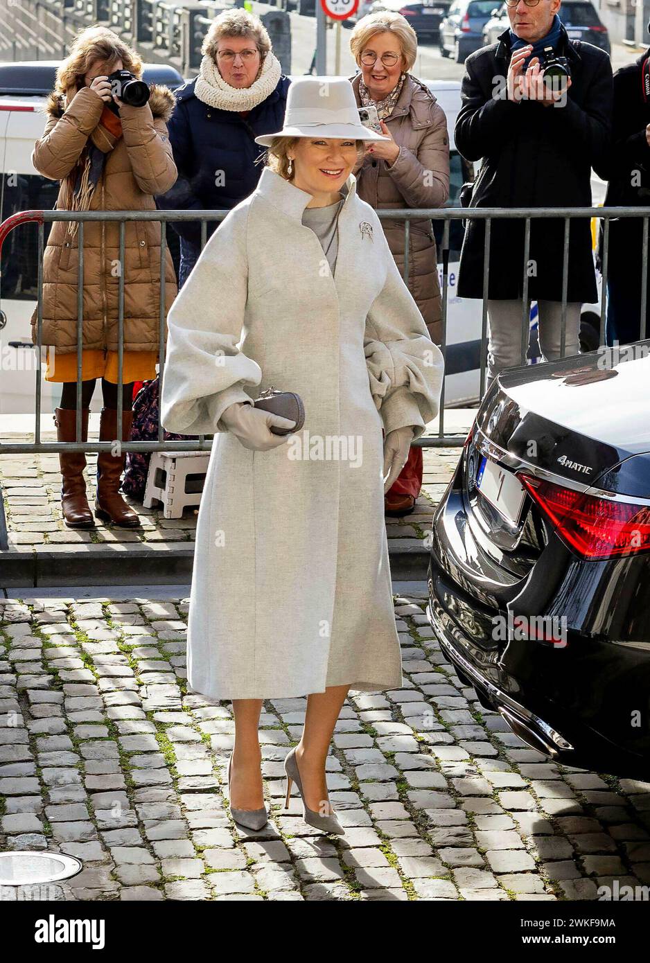 Brussel, Belgien. 20th Feb, 2024. Belgium Queen Mathilde and King Filip (Philippe) and King Albert and Queen Paola and Prince Laurent and Princess Claire and Princess Delphine and James O'Hare and Archduke Carl Christian of Habsbourg-Lorraine and Princess Marie-Astrid of Luxembourg attend the annual eucharistic celebration in memory of the deceased members of the royal family in the Church of Our Lady in Laeken, Laken, Brussels Credit: Albert Nieboer/Netherlands OUT/Point de Vue OUT Foto: Albert Nieboer/dpa/Alamy Live News Stock Photo