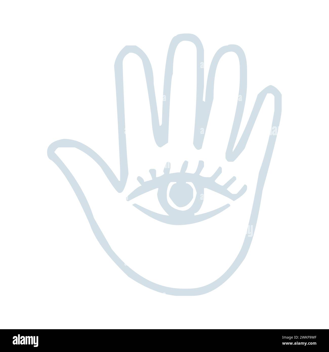Hamsa Hand Palm With All Seeing Eye And Eyelids Line Icon Stock Vector