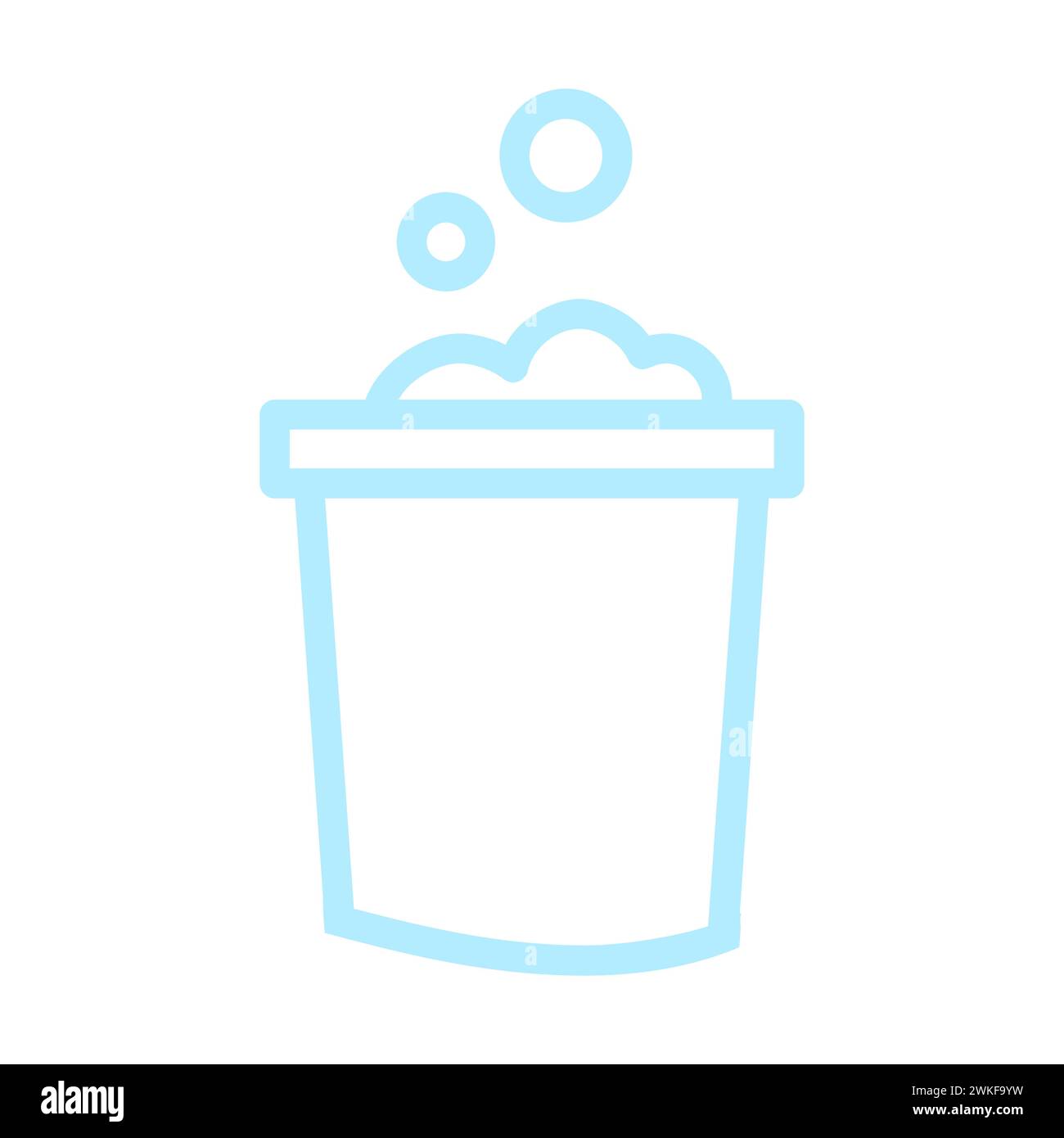 Blue Bucket With Soap And Bubbles Line Icon Stock Vector