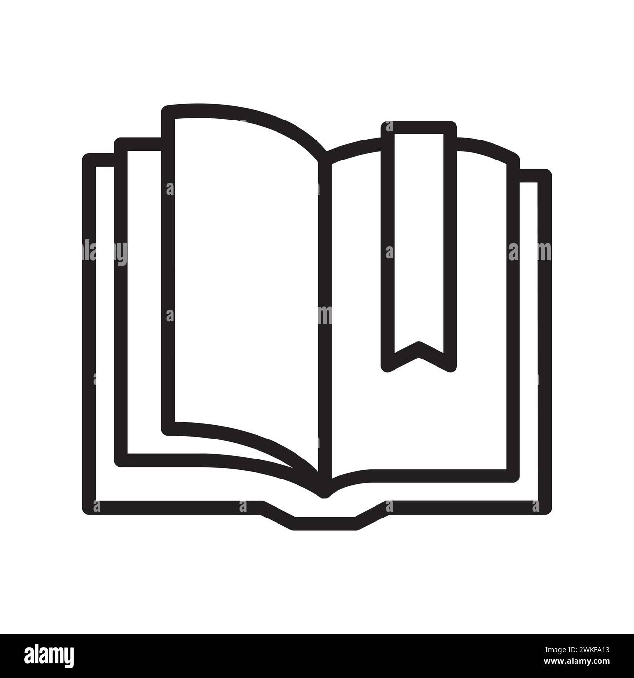 Black And White Open Book With Bookmark Line Icon Stock Vector