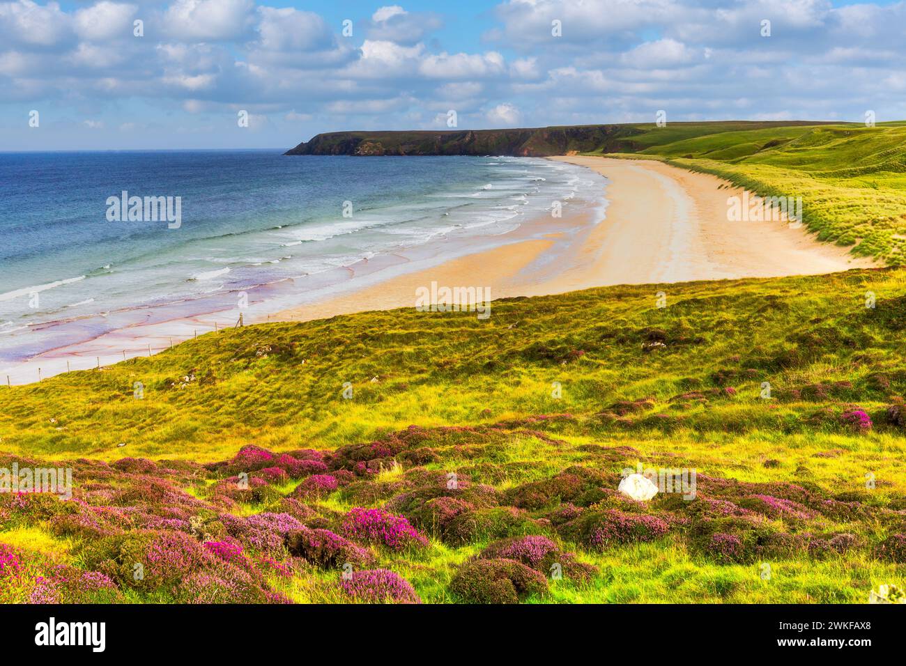 High view point of beach Traigh Mhor, North Tolsta, Isle of Lewis, Outer Hebrides, Scotland Stock Photo