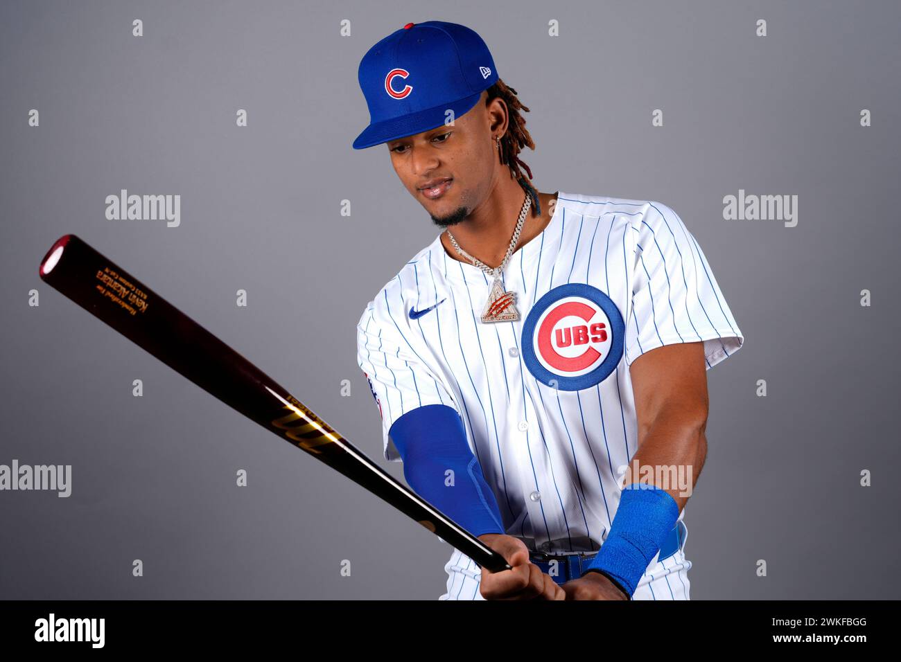This is a 2024 photo of Kevin Alcantara of the Chicago Cubs baseball team. This image reflects ...