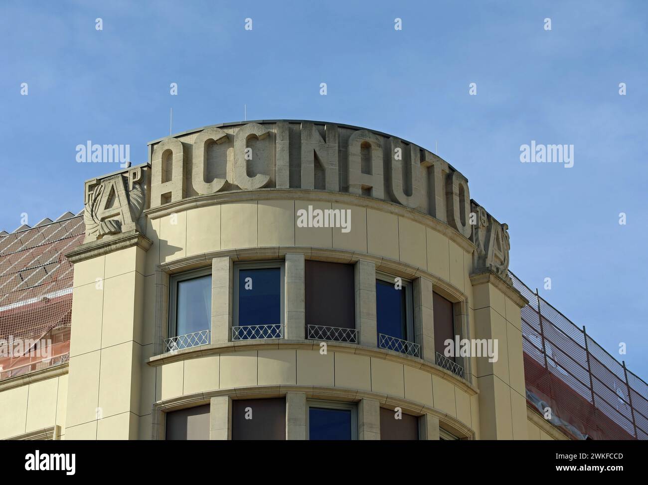 Listed facade of the 1940s Accinauto building in Luxembourg City Stock Photo