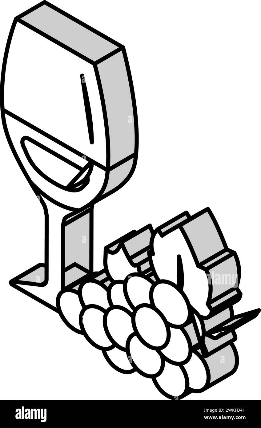 glass wine red grapes isometric icon vector illustration Stock Vector ...