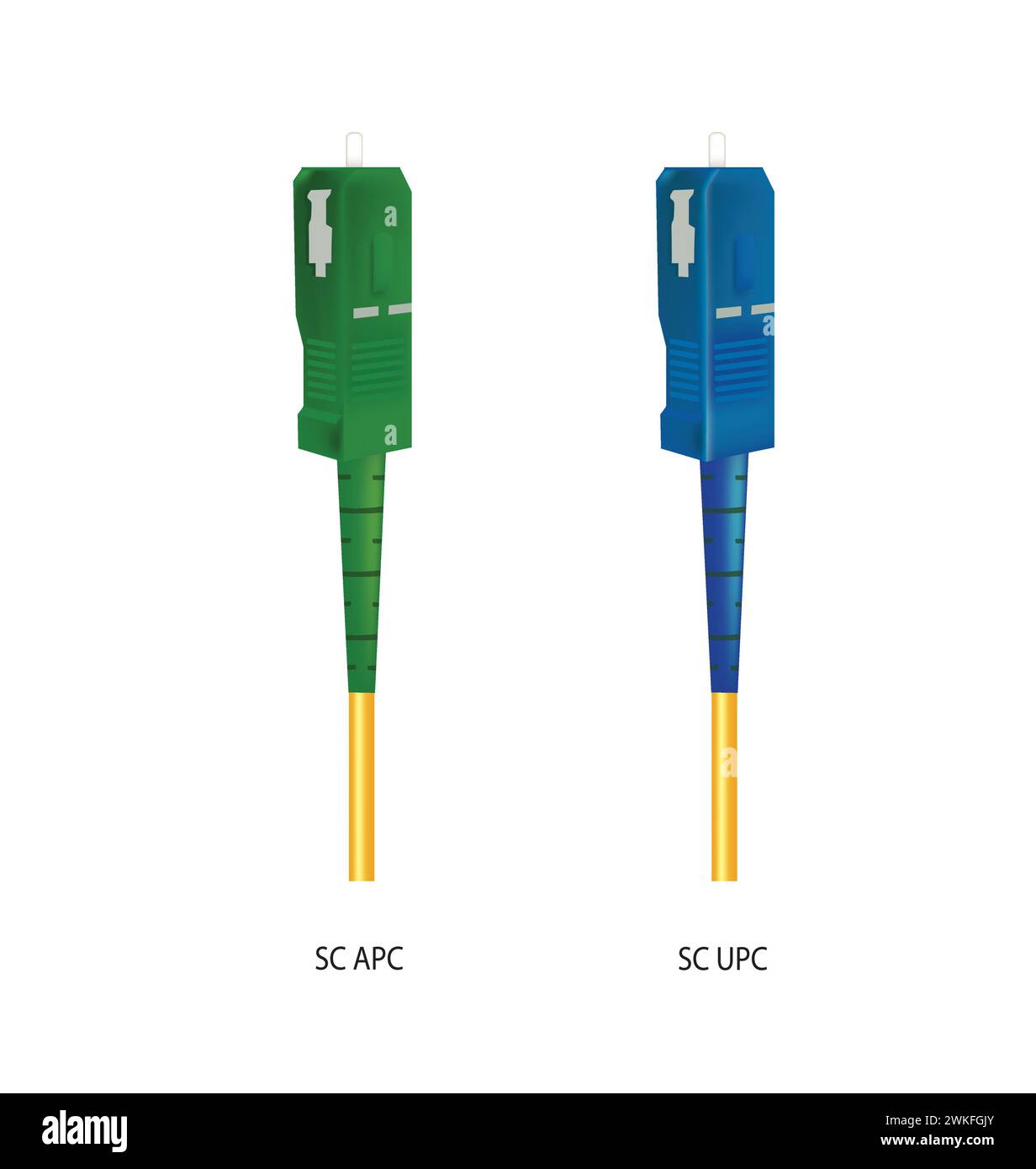 Fiber optic cables with SC connectors, vector Stock Vector