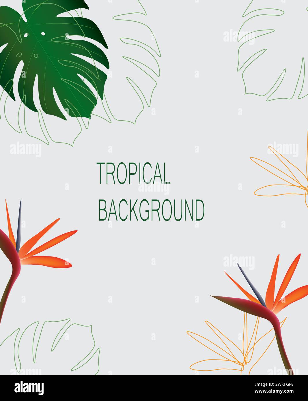 Summer background with tropical leaves. vector illustration Stock ...