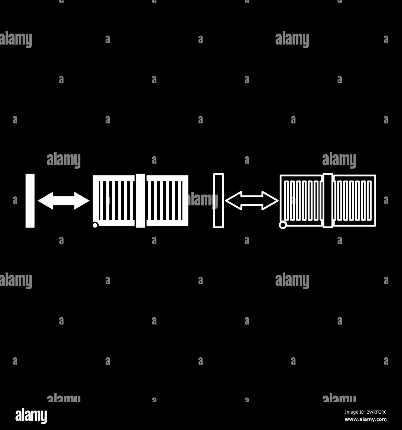 Sliding gates automatic lattice fence system entry enclosure set icon white color vector illustration image simple solid fill outline contour line Stock Vector