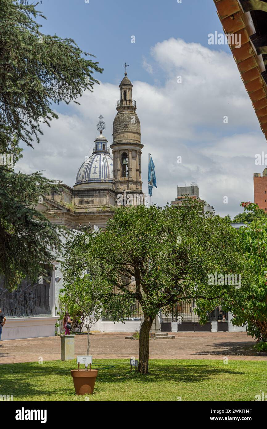 Domes of the church of Santo Domingo seen from the historic house of Tucuman. Stock Photo