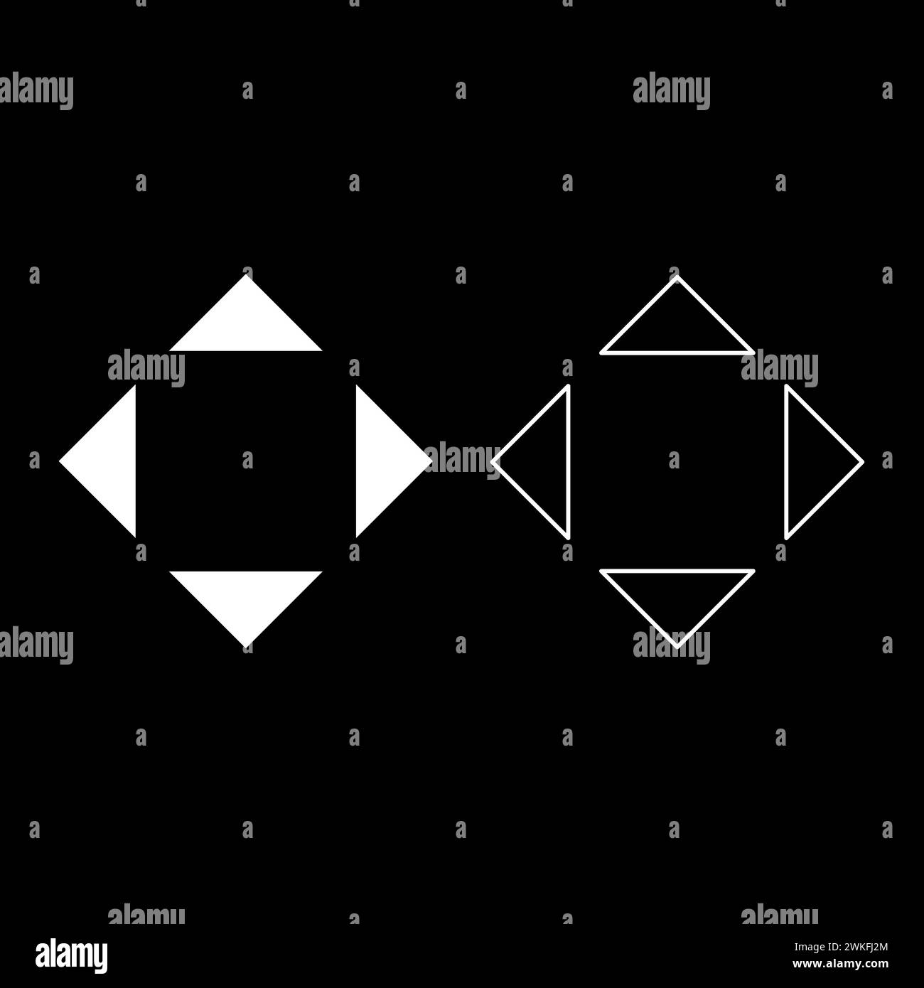 Four arrows pointing from the center symbol location set icon white color vector illustration image simple solid fill outline contour line thin flat Stock Vector