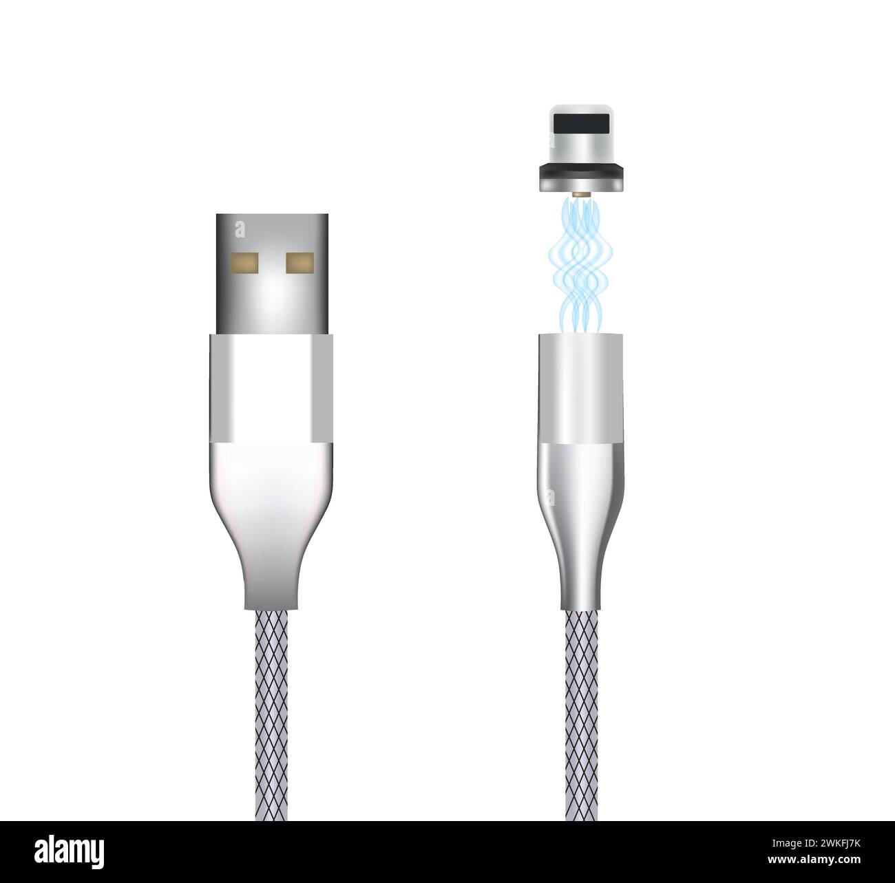 Magnetic USB charging cable, vector Stock Vector