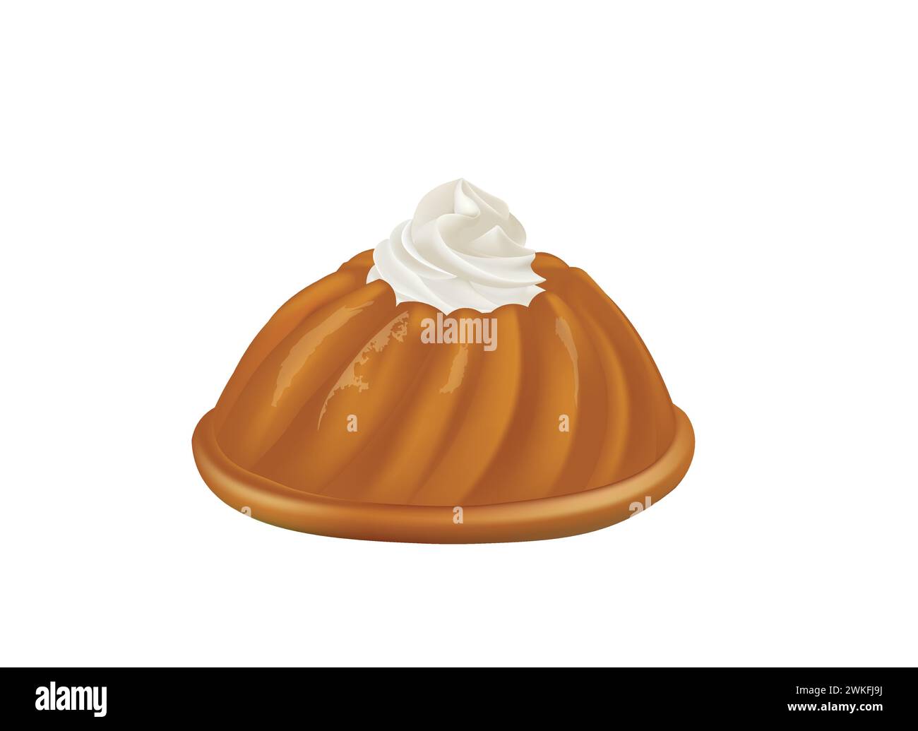 Bundt cake with cream on white background, vector Stock Vector Image