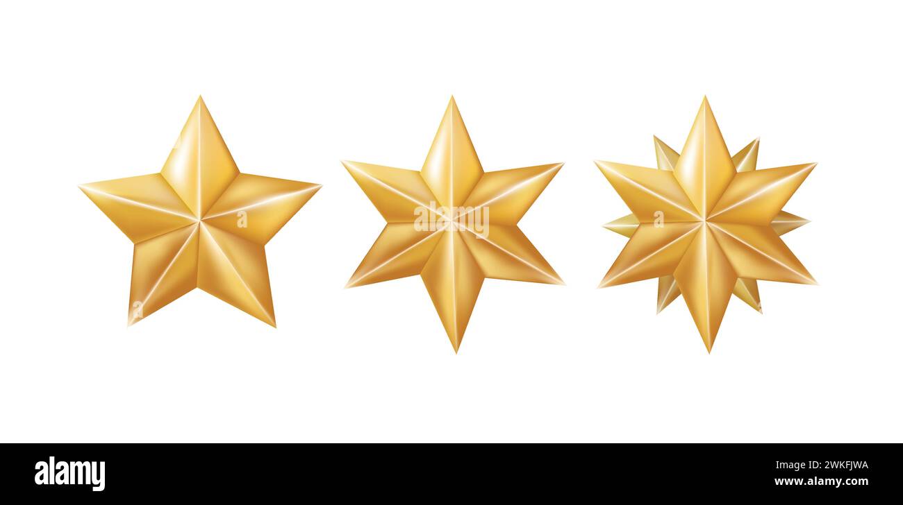 3D golden stars on white background, vector Stock Vector Image & Art ...