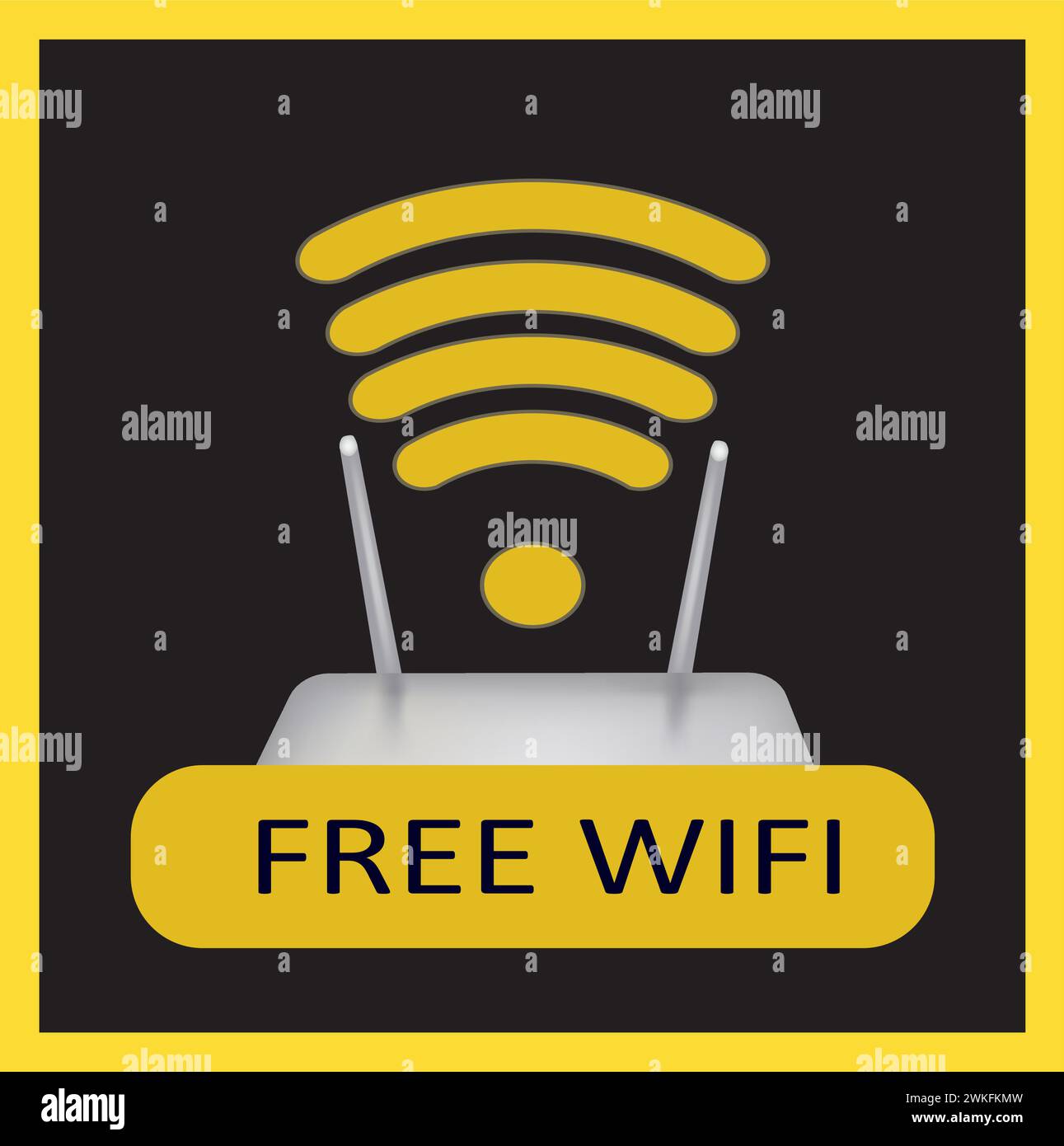 Free Wi Fi sign with router, vector Stock Vector