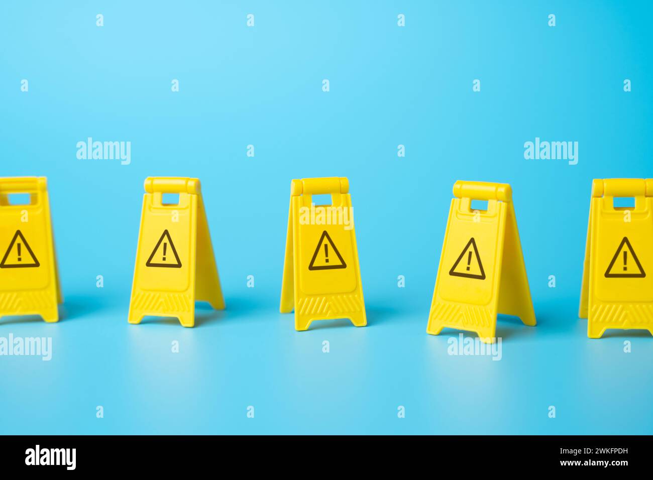 Yellow warning signs. Be careful. Find an alternative path. An