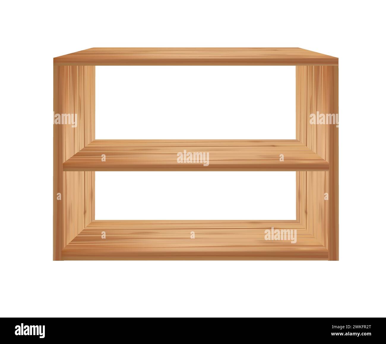 Wooden oak plank shelf, perspective view, vector Stock Vector