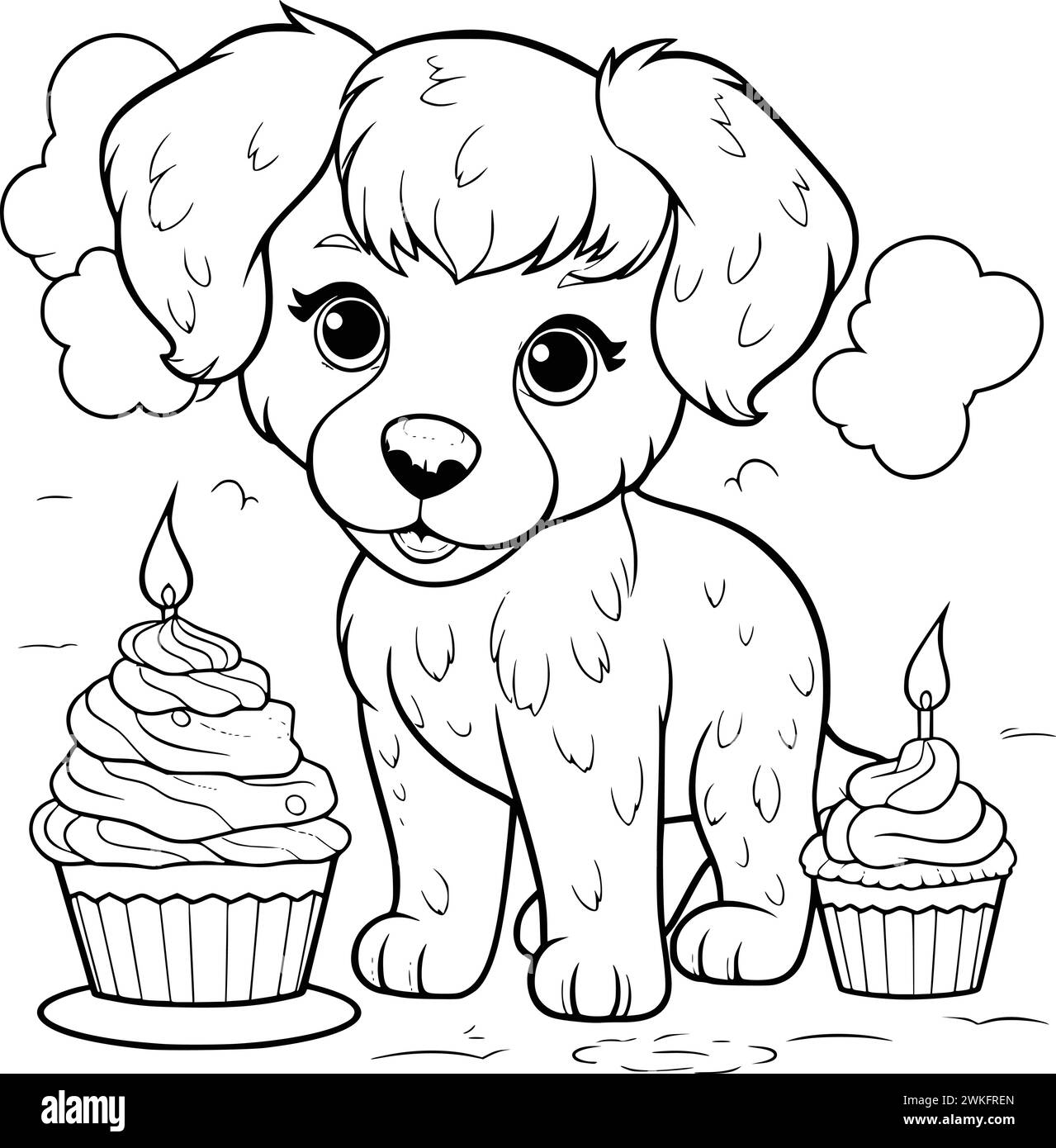 Cute Dog Birthday Coloring Pages Drawing For Kids Stock Vector Image cute-dog-birthday-coloring-pages-drawing-for-kids-stock-vector-image