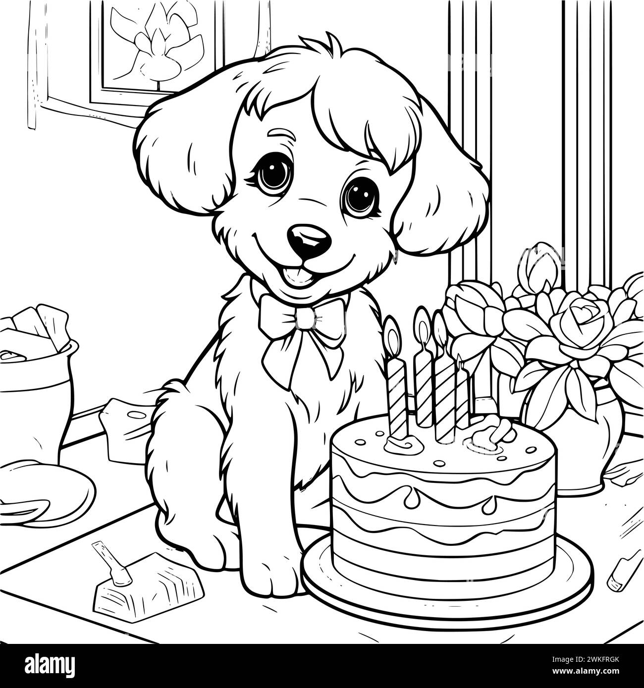 Cute Dog Birthday Coloring Pages Drawing For Kids Stock Vector Image cute-dog-birthday-coloring-pages-drawing-for-kids-stock-vector-image