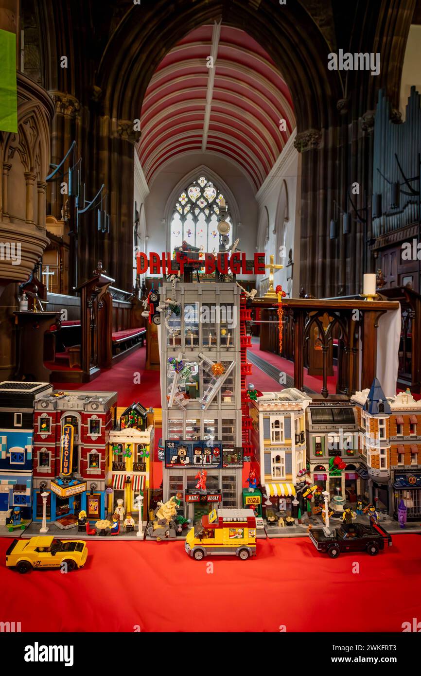 Lego street at the Brick Festival at St Elphin's Parish Church in Warrington, Cheshire, England Stock Photo