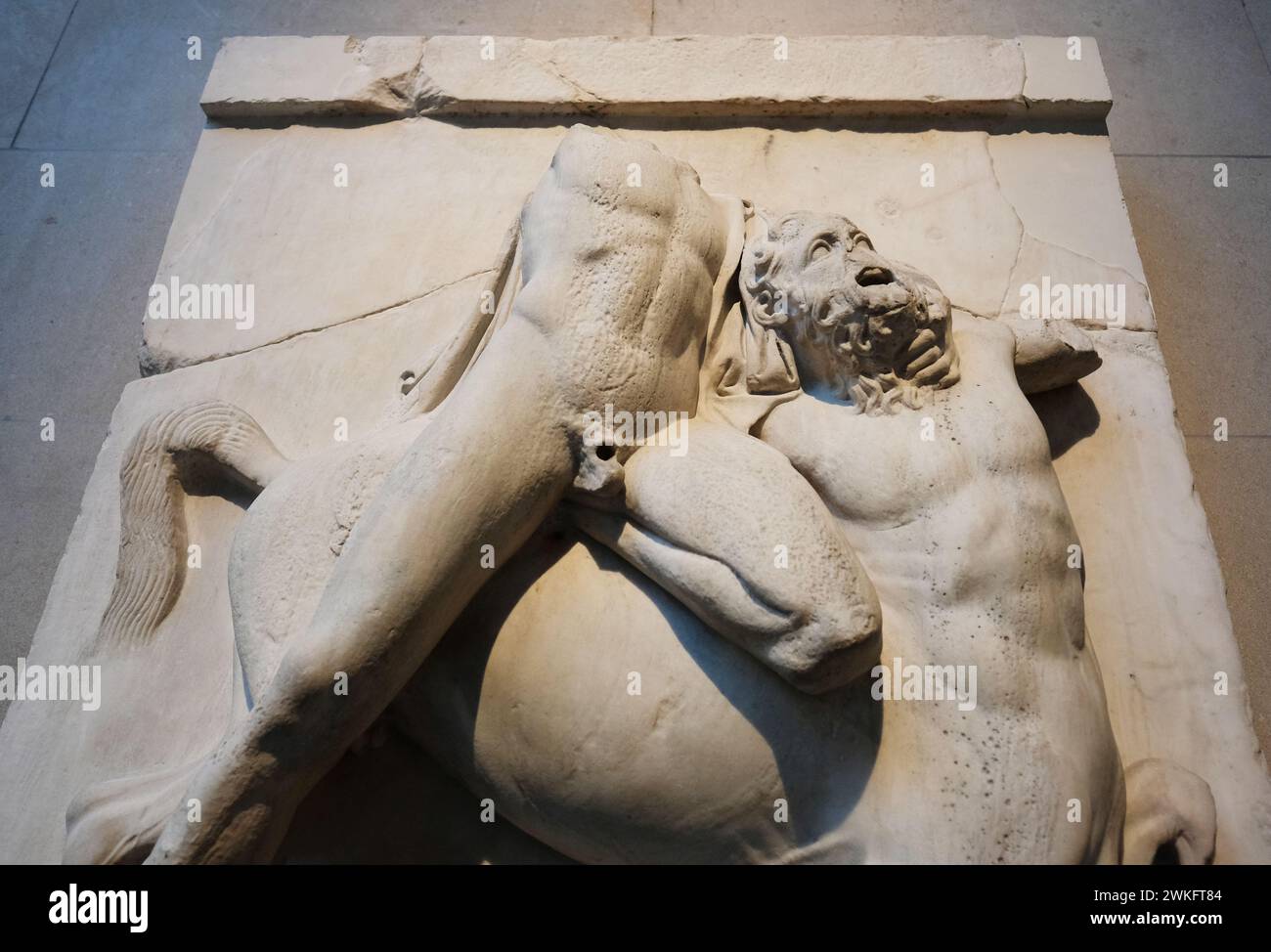 The Elgin Marbles, ancient Greek sculptures from the Parthenon in Athens on display at the British Museum in London UK Stock Photo