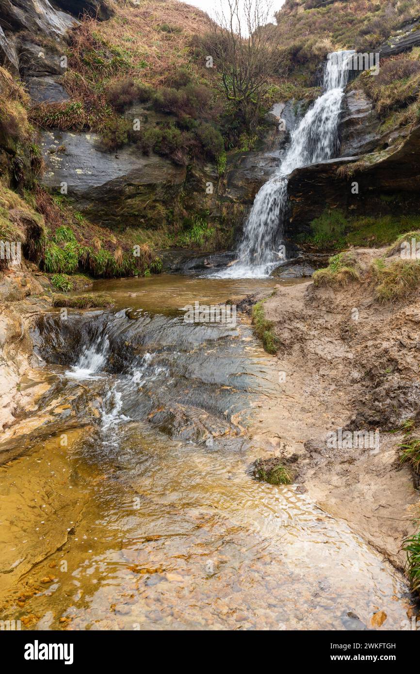 A waterfall near John Knox's Pulpit in the Lomond Hills, Fife, Scotland Stock Photo