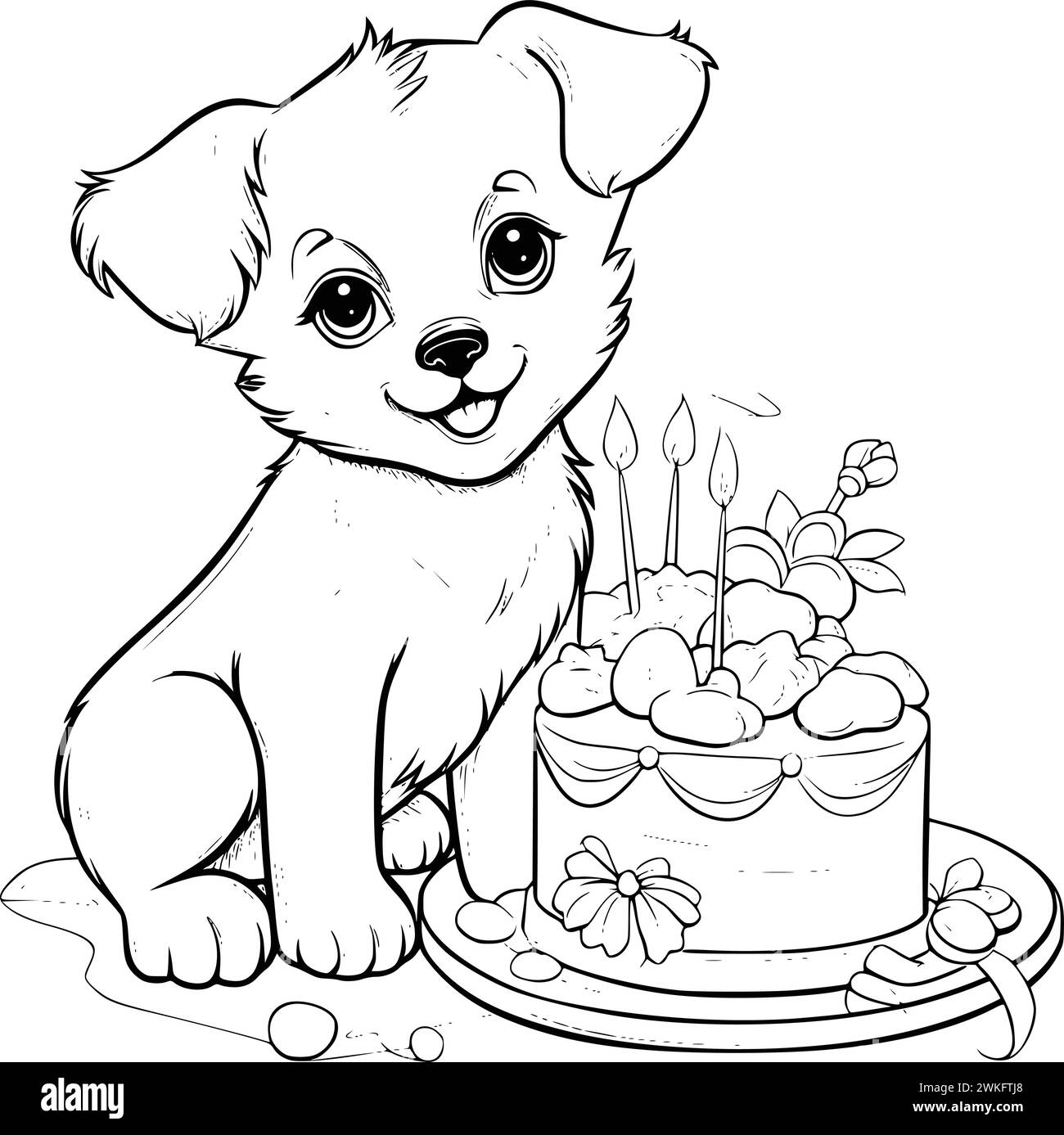 Cute Puppy Birthday Coloring Pages Drawing For Kids Stock Vector Image kids-coloring-pages-drawing-stock-vector-image-art-alamy