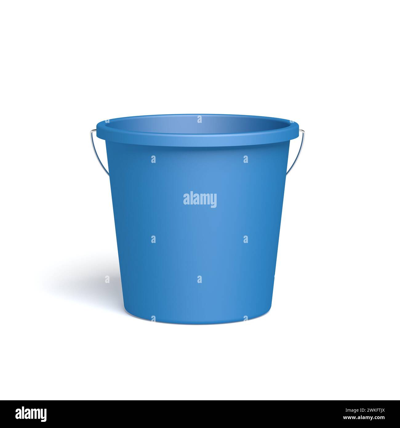 Blue bucket isolated on white background. Plastic. 3d illustration