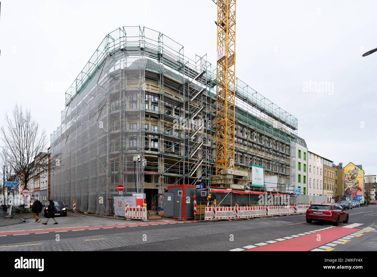 cologne, germany february 15 2024: The shell of the Rheinische Musikschule in Ehrenfeld shortly before the topping-out ceremony in February 2024 Stock Photo
