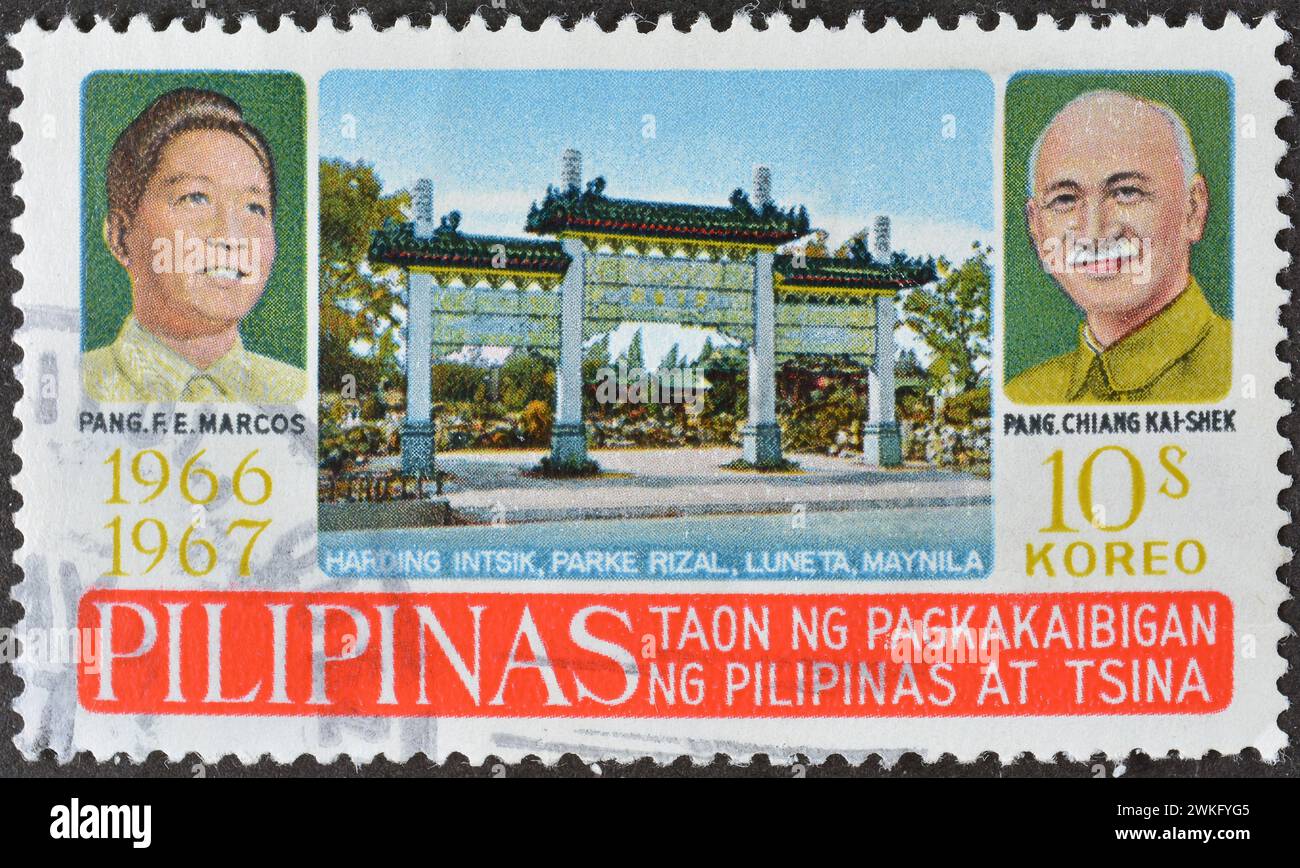 Cancelled postage stamp printed by Philippines, that shows Rizal Park ...