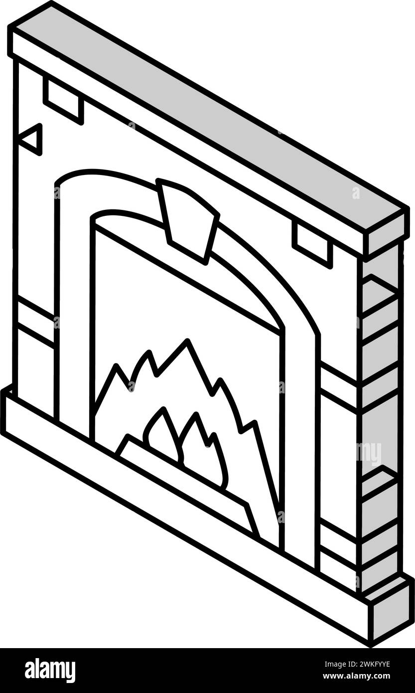 fireplace isometric icon vector illustration Stock Vector Image & Art ...
