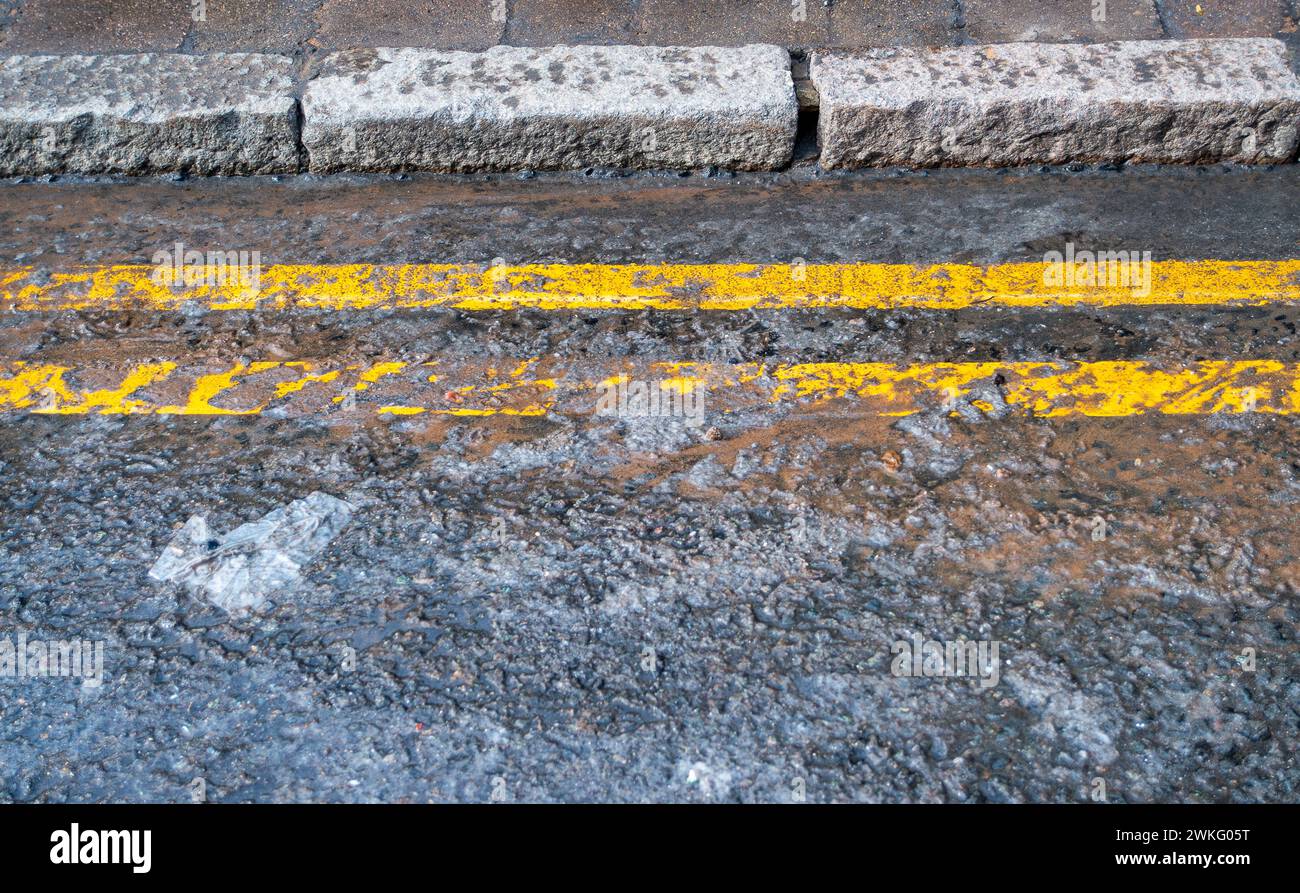 Chalfont St Peter, UK. 19th February, 2024. Raw sewage on the road in