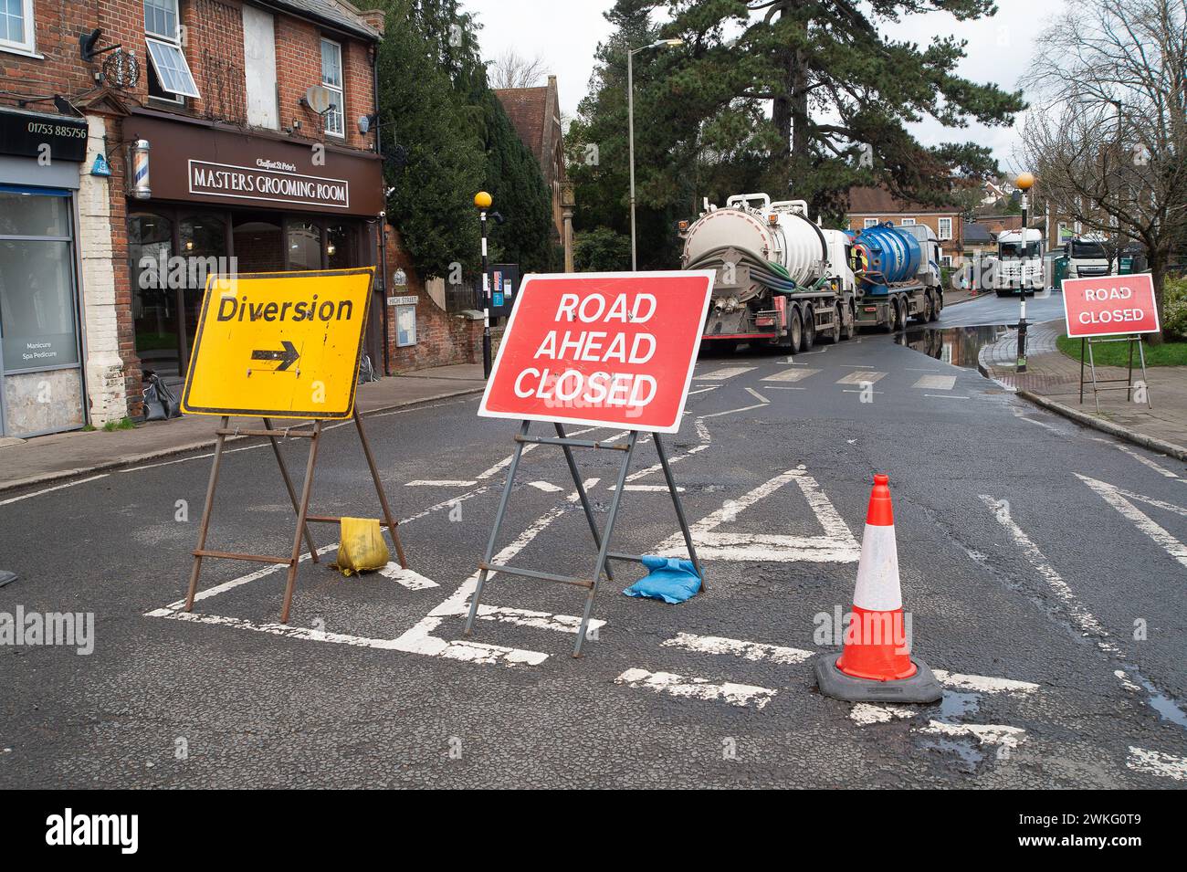 Chalfont St Peter, UK. 19th February, 2024. Part of the village of