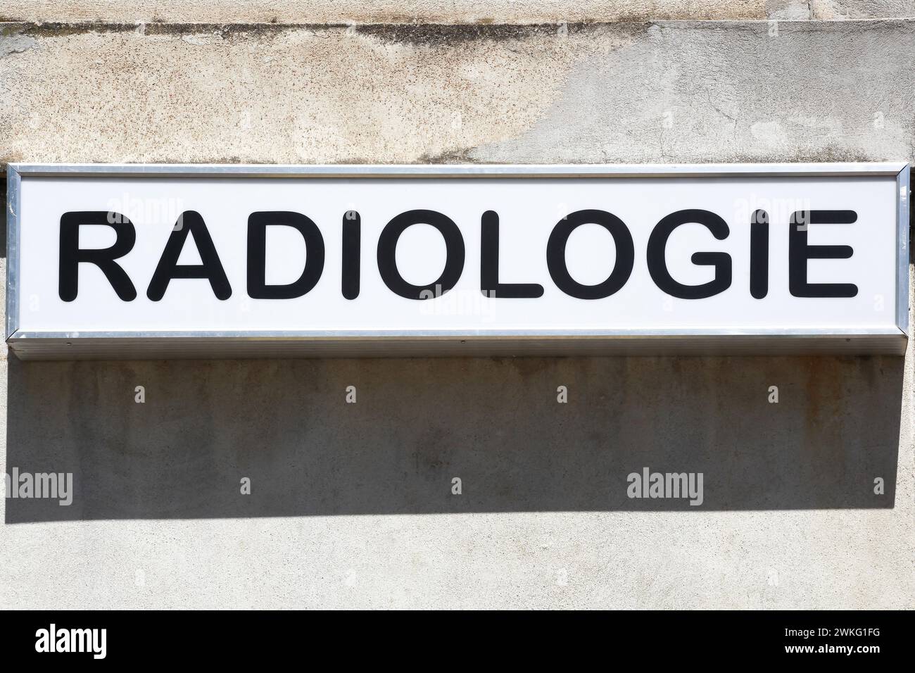 Radiology sign on a wall called radiologie in French language Stock Photo