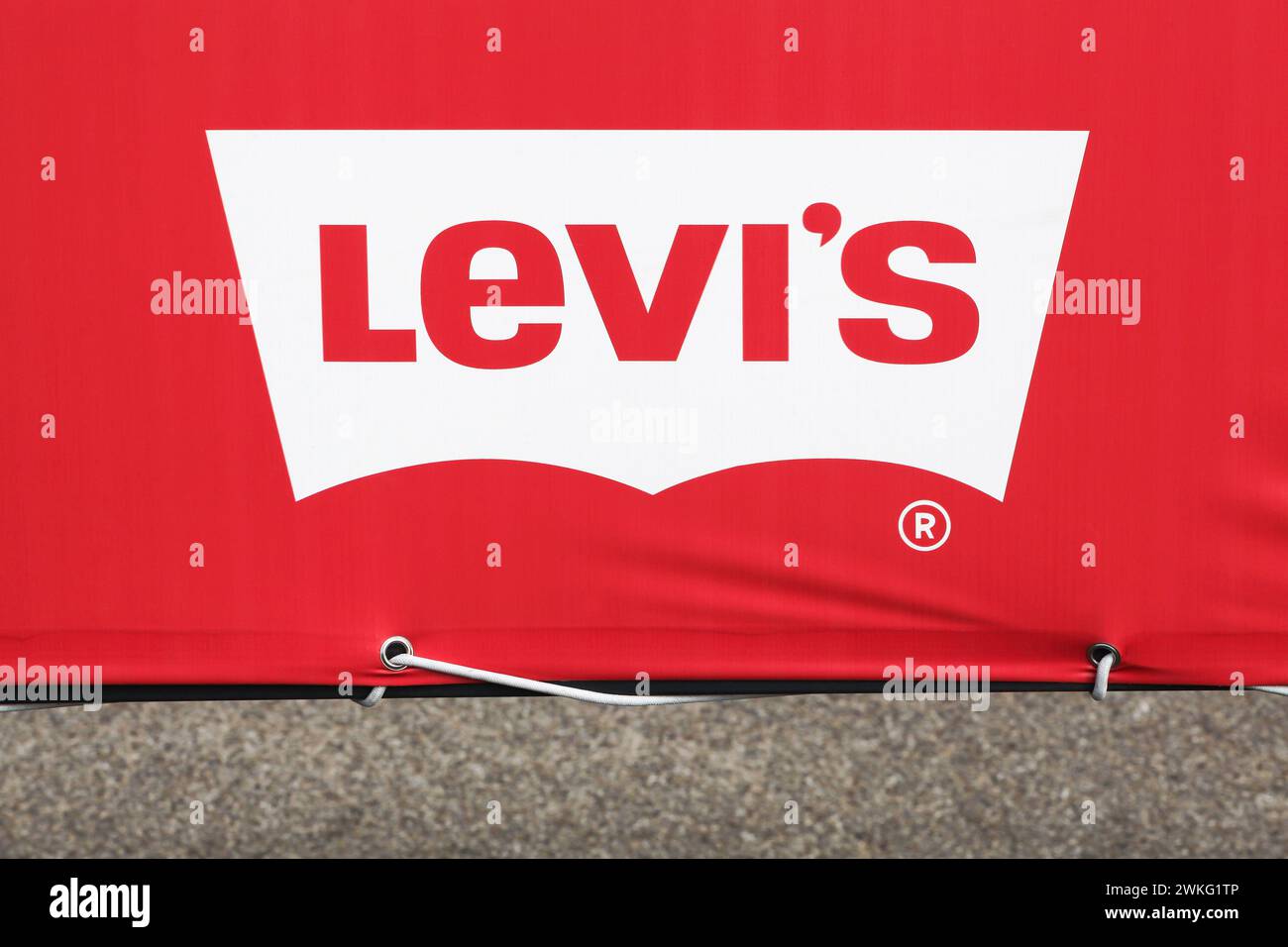 Belleville, France - July 23, 2023: Levi Strauss logo on a wall. Levi Strauss founded in 1853, is a privately held American clothing company Stock Photo