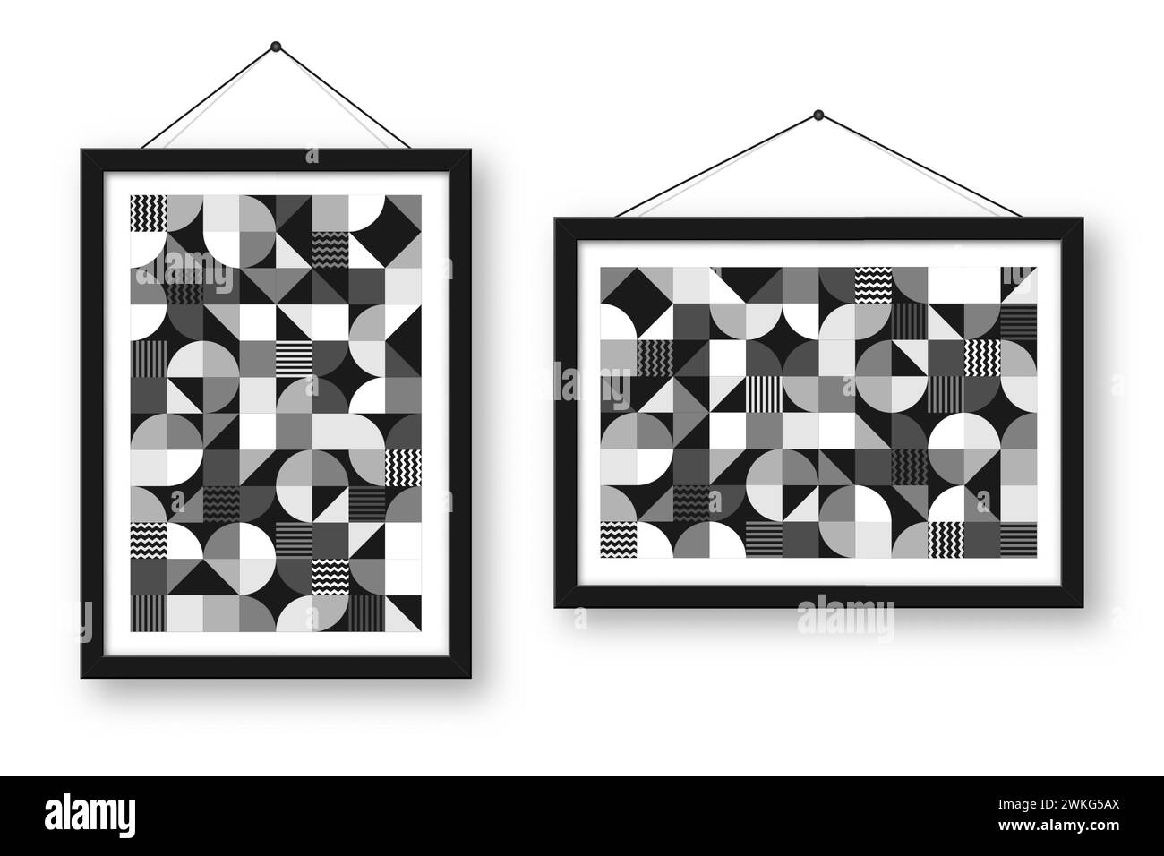 Geometric Patterned Photframe Picture frame with geometric trendy pattern. Modern background, simple ...