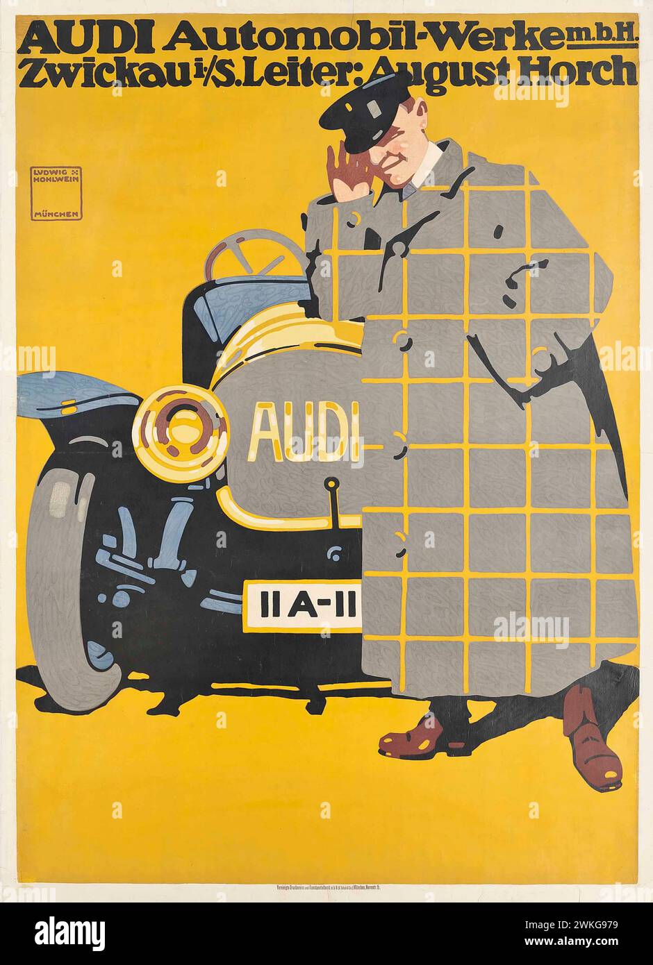 Vintage German advertising Poster for Audi. Ludwig Hohlwein 1912 Stock Photo