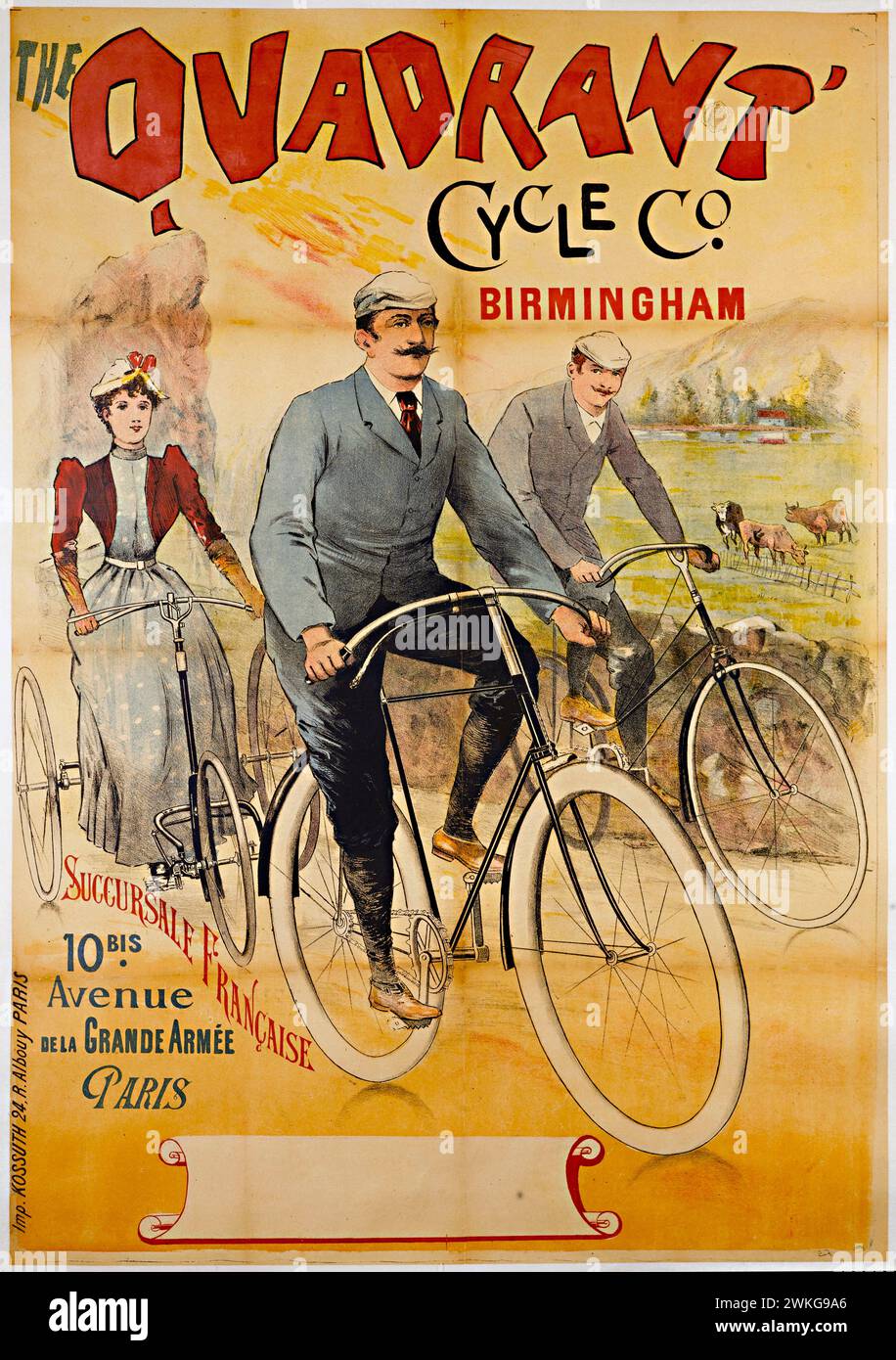 Vintage French advertising poster "The Quadrant Cycle Co" from