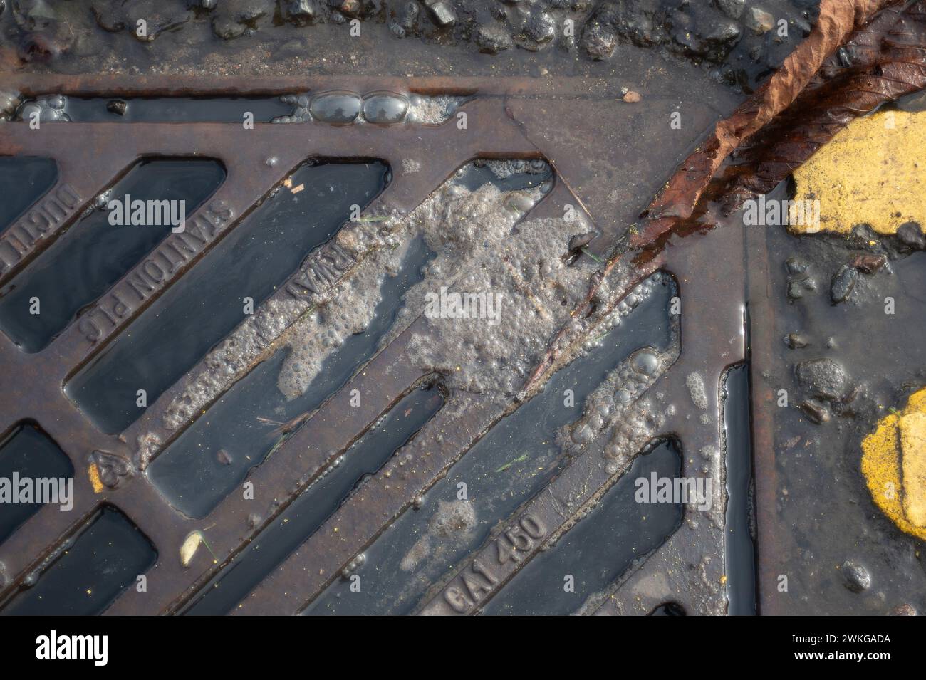 Chalfont St Giles, UK. 20th February, 2024. Overflowing drains in