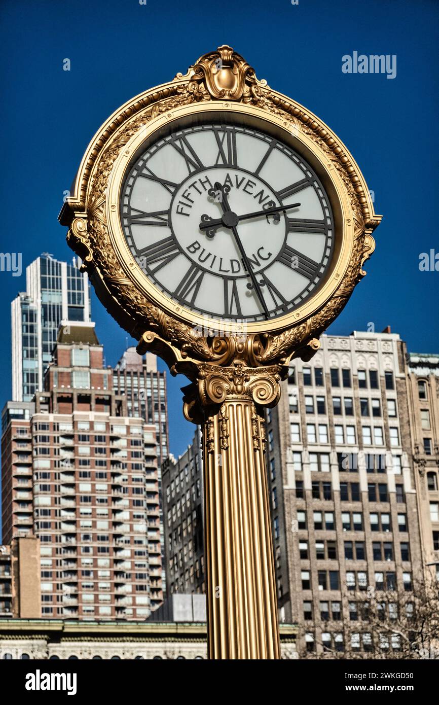 Sidewalk Clock, Madison Square Park, NYC, 2024 Stock Photo