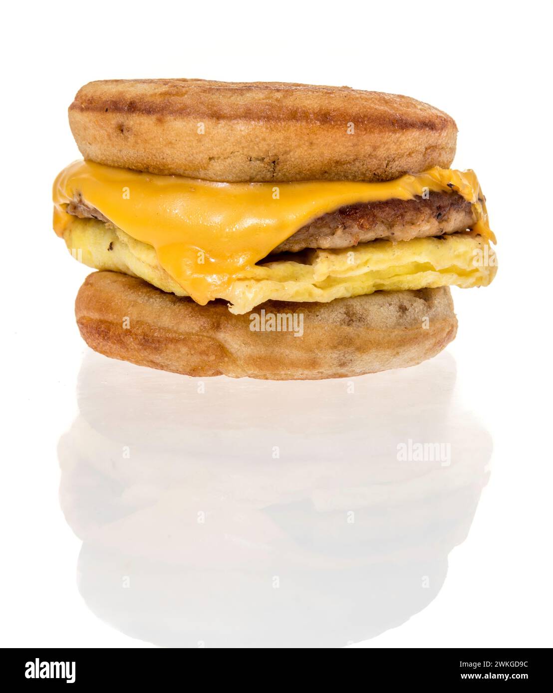 Winneconne, WI - 20 February 2024: A package of McDonalds sausage, egg, and cheese Mcgriddles on an isolated background. Stock Photo