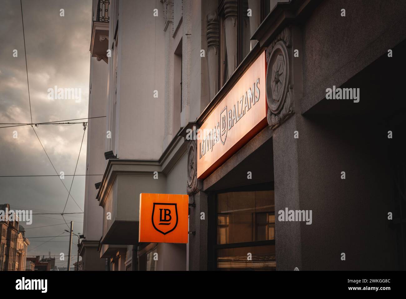 Picture of a sign with the logo of Latvijas Balzams on their store in ...