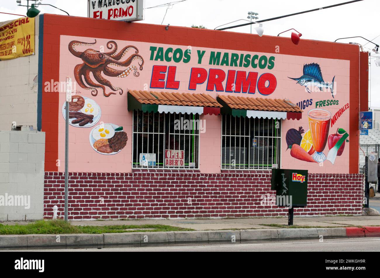 Hand painted signs on Mexican restaurant in Long Beach, California, USA Stock Photo