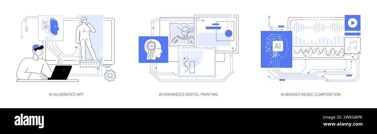 AI in Art and Creativity abstract concept vector illustrations Stock ...